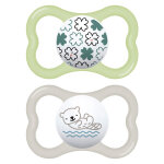 Mam supreme sucette physiologique silicone + 18m fleurs castor lot de 2 + boite de st�rilisation