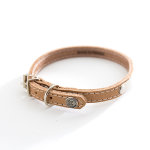 Martin sellier collier en cuir surpiqu� classique avec plaque 16mm x 40cm naturel