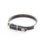 Martin sellier collier en cuir surpiqu� classique avec plaque 18mm x 45cm noir