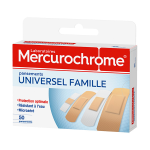 Mercurochrome pansements universel famille 50 pansements