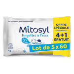 Mitosyl lingettes  l'eau pour bb - 5 sachets de 60 lingettes - eg labo