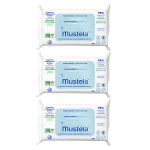 Mustela lingettes nettoyantes compostables non parfumes lot de 3 x 60 units