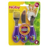 Nuby couverts 3 pices acier inoxydable violet toucan + 12m