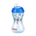Nuby gobelet easy grip bec souple anti - goutte bleu fonc + 6m 300ml