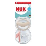 Nuk 2 sucettes perfect match 0 - 6m beige / rouge