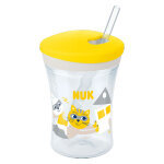 Nuk action cup tasse d'apprentissage avec paille + 12m 230ml jaune