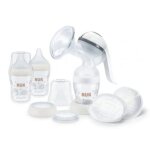 Nuk coffret tire lait manuel pm + 3 biberons 150 ml + coussinets d'allaitement