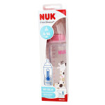 Nuk first choice + biberon silicone 6 - 18m dbit xl temprature control rose girafe 360ml