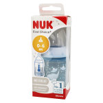 Nuk first choice + biberon temperature control baby dbit m + 0m elphant bleu 150ml