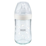Nuk nature sense biberon en verre dbit m temprature control blanc 240ml