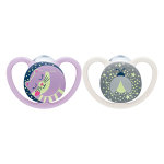 Nuk space night sucette physiologique violette gris + 0m lot de 2