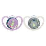 Nuk space night sucette physiologique violette gris + 18m lot de 2