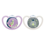 Nuk space night sucette physiologique violette gris + 6m lot de 2