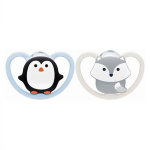 Nuk sucette physiologique silicone space + 0m pingouin renard lot de 2 Nuk sucette physiologique silicone space + 0m pingouin renard lot de 2