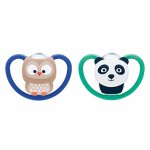 Nuk sucette physiologique silicone space + 18m panda hibou lot de 2 Nuk sucette physiologique silicone space + 18m panda hibou lot de 2
