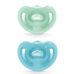 Nuk sucette sensitive silicone + 0m bleu vert lot de 2