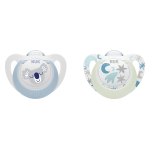 Nuk sucette starlight silicone + 0m koala bleu toiles lot de 2