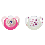 Nuk sucette starlight silicone + 18m koala rose toiles lot de 2