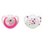 Nuk sucette starlight silicone + 6m koala rose toiles lot de 2