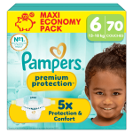 Pampers couches premium protection maxi pack t6 13 - 18kg 70 couches