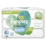Pampers lingettes harmonie aqua 0% plastique 100% fibres d'origine v�g�tale 99% d'eau 3x48 lingettes