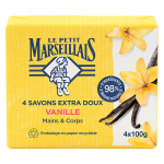 Le petit marseillais savon extra doux vanille lot de 4 x 100g