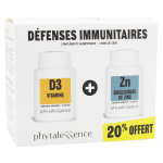 Phytalessence pack dfenses immunitaires vitamine d3 60 glules + zinc 60 glules