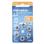 Pile pour appareil auditif renata zinc air za13 0% mercure 1, 45v 6 units
