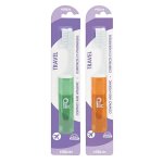 Plic brosse � dents de voyage poils medium avec �tui ventil� coloris al�atoire