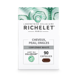 Richelet cheveux, peau, ongles, complément alimentaire, 90 capsules Richelet cheveux, peau, ongles, complément alimentaire, 90 capsules