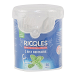Ricqles 2 en 1 dentaire fil et cure dents menthe poivre 50 units