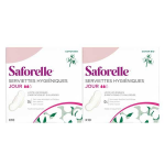 Saforelle serviettes hyginiques en coton bio avec ailettes jour - lot de 2 x 10 protections