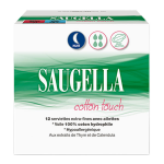 Saugella cotton touch serviettes hyginiques nuit avec ailettes - pack de 12
