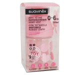 Suavinex biberon silicone physiologique canard rose toy d�bit moyen + 0m 150ml