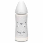 Suavinex biberon tétine ronde débit rapide hygge baby moustache gris 360ml Suavinex biberon tétine ronde débit rapide hygge baby moustache gris 360ml