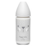 Suavinex biberon en verre d�bit variable hygge baby moustache gris 240ml