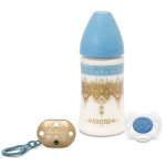 Suavinex pack couture ethnic biberon 270ml + sucette 0 - 4m + attache sucette bleu