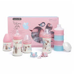 Suavinex pack rose 4 biberons + doseur + sucette + attache sucette