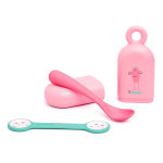 Suavinex set cuillre + etui  cuillres + attache serviette rose