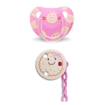 Suavinex sucette silicone physio 6 - 18m + clip biscuit rose