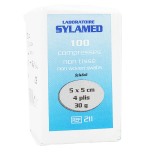 Sylamed compresse viscose non st�rile non tiss� 5cm x 5cm 30g 4 plis 100 unit�s