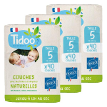 Tidoo couche colabellise 40 couches taille 5 (12 - 25kg) lot de 3