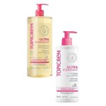 Topicrem ultra hydratant huile de douche 1l + lait corps 500ml