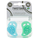 Twistshake sucette orthodontique vert / bleu + 0m lot de 2