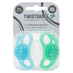 Twistshake sucette orthodontique vert / bleu + 6m lot de 2
