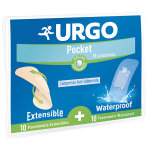 Urgo premiers soins pansement pocket 10 pansements extensibles + 10 pansements waterproof