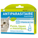 Vetoform antiparasitaire chat 3 pipettes