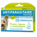 Vetoform antiparasitaire petit chien - 15kg 3 pipettes