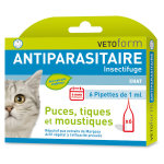 Vetoform antiparasitaire puces tiques et moustique 6 pipettes