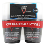 Vichy homme déodorant anti - transpirant anti - irritations 48h roll - on lot de 2 x 50ml Vichy homme déodorant anti - transpirant anti - irritations 48h roll - on lot de 2 x 50ml